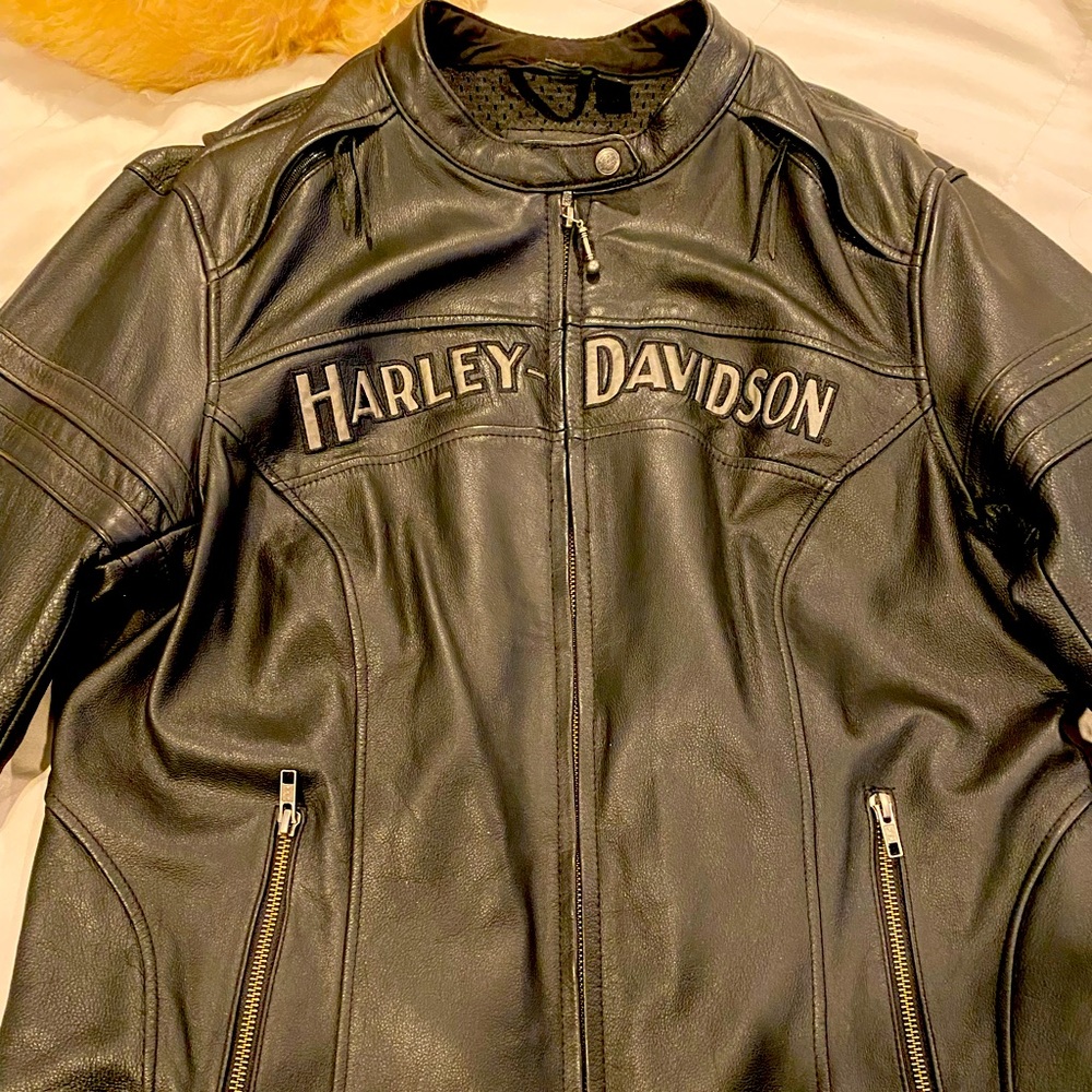 Harley Davidson Black Leather Motorcycle Jacket
